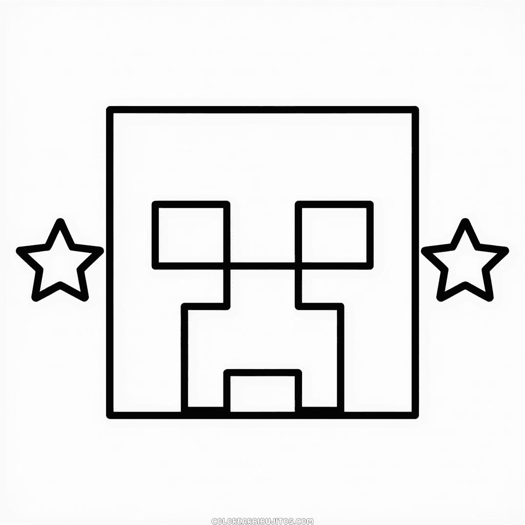 Dibujo de Cara de Creeper Minecraft para Colorear