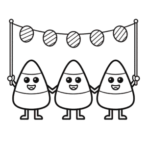 Dibujo de Caramelo de Maíz de Halloween para Colorear