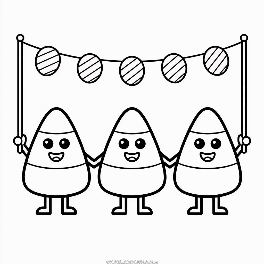 Dibujo de Caramelo de Maíz de Halloween para Colorear