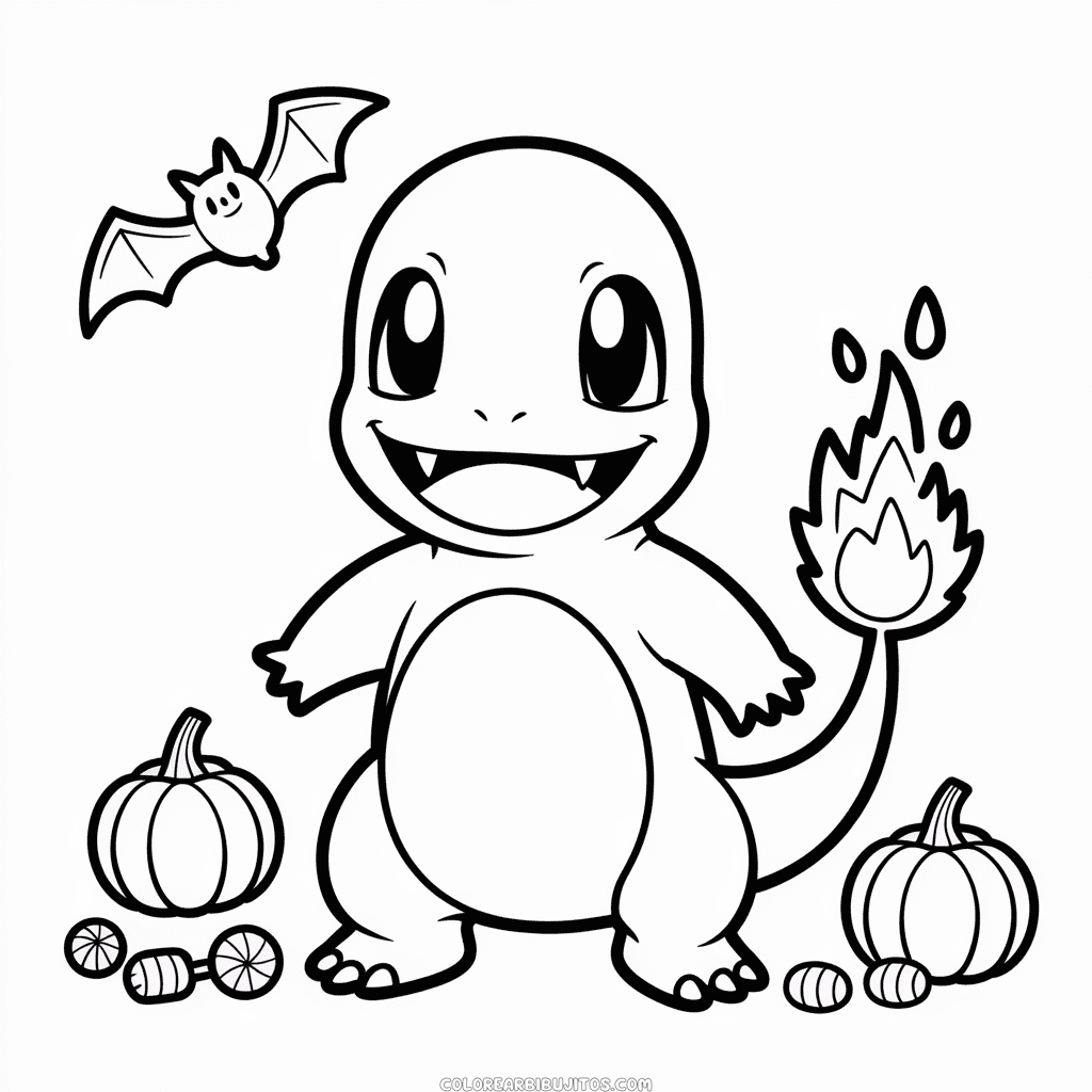 Dibujo de Charmander de Halloween para Colorear