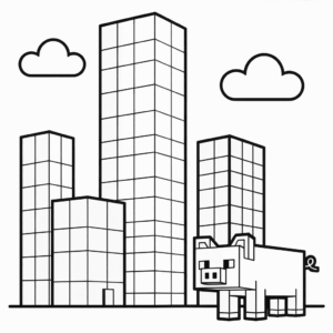 Dibujo de Ciudad Minecraft para Colorear