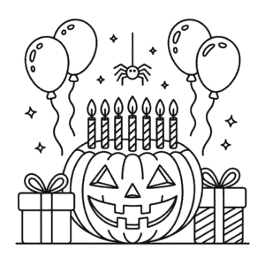 Dibujo de Cumpleaños de Halloween para Colorear