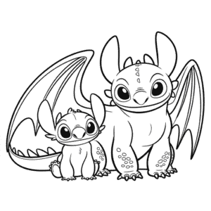 Dibujo de Desdentao y Stitch para Colorear