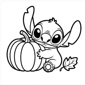 Dibujo de Día de Acción de Gracias con Stitch para Colorear