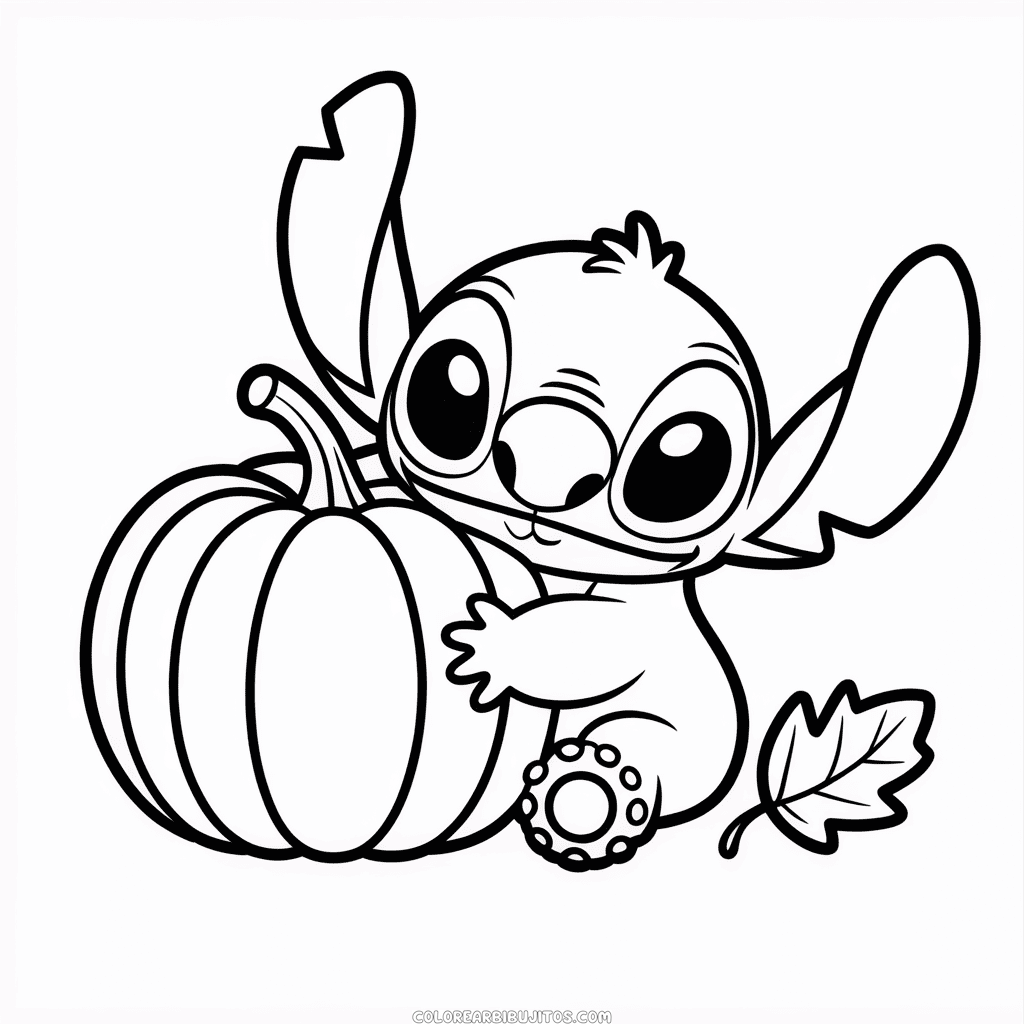 Dibujo de Día de Acción de Gracias con Stitch para Colorear