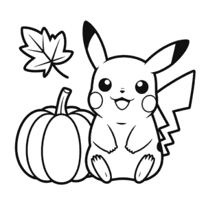 Dibujo de Día de Acción de Gracias Pikachu para Colorear