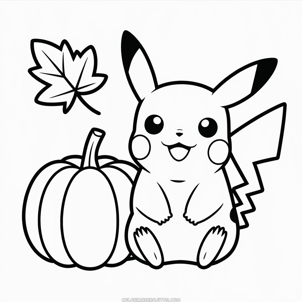 Dibujo de Día de Acción de Gracias Pikachu para Colorear