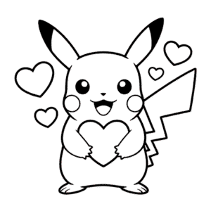 Dibujo de Día de San Valentín de Pikachu para Colorear