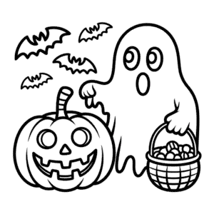 Dibujo de Dibujos Animados de Halloween para Colorear