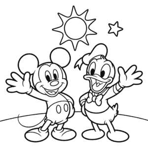 Dibujo de Donald Duck y Mickey Mouse para Colorear
