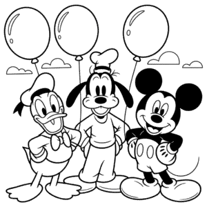 Dibujo de Donald Goofy Mickey para Colorear