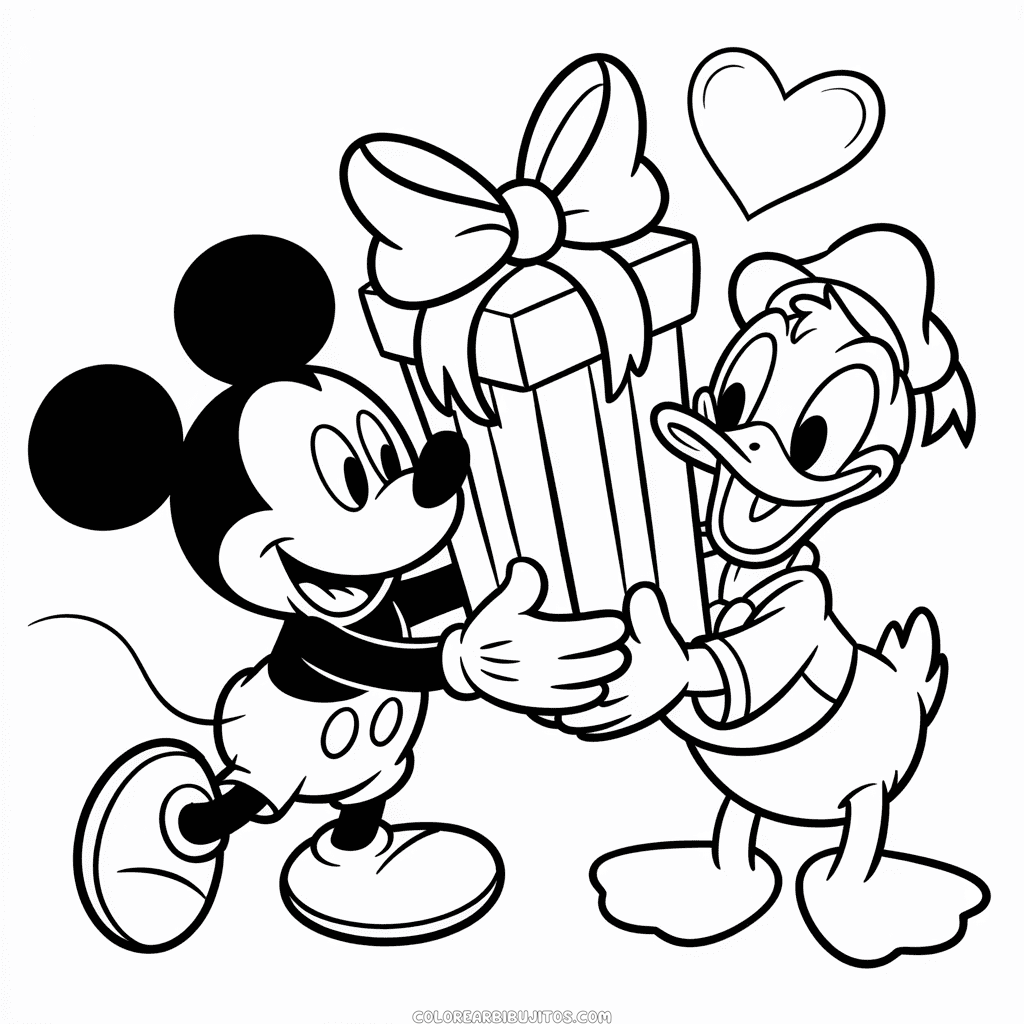 Dibujo de Donald y Mickey para Colorear