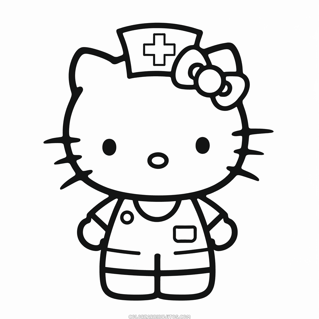 Dibujo de Enfermera Hello Kitty para Colorear