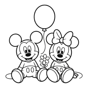 Dibujo de Fácil Mickey y Minnie para Colorear
