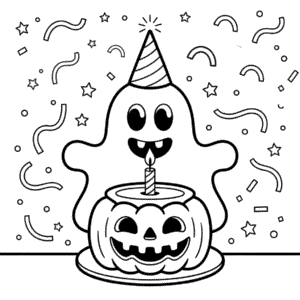 Dibujo de Feliz Cumpleaños Halloween para Colorear