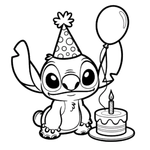 Dibujo de Feliz Cumpleaños Stitch para Colorear