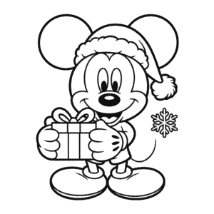 Dibujo de Feliz Navidad de Mickey Mouse para Colorear