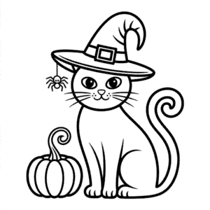 Dibujo de Gato de Halloween para Colorear