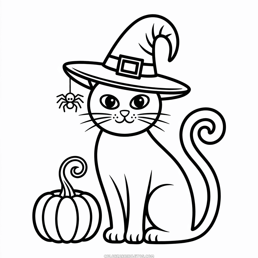 Dibujo de Gato de Halloween para Colorear