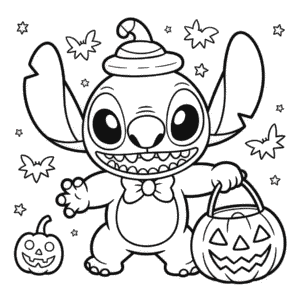 Dibujo de Halloween con Stitch para Colorear