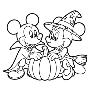 Dibujo de Halloween Mickey y Minnie para Colorear