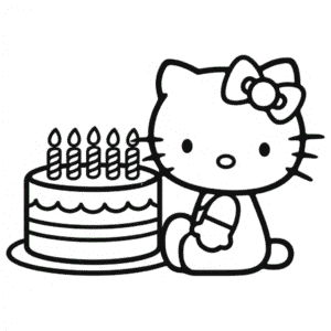 Dibujo de Hello Kitty con Pastel para Colorear