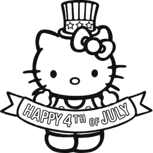 Dibujo de Hello Kitty Cuatro de Julio para Colorear