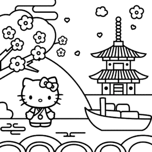 Dibujo de Hello Kitty en Japón para Colorear