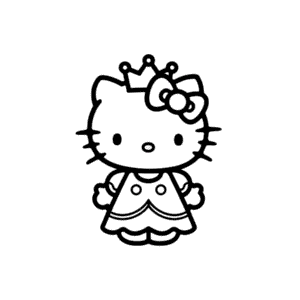 Dibujo de Hello Kitty en Vestido para Colorear