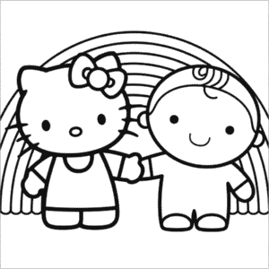 Dibujo de Hello Kitty Enamorada para Colorear