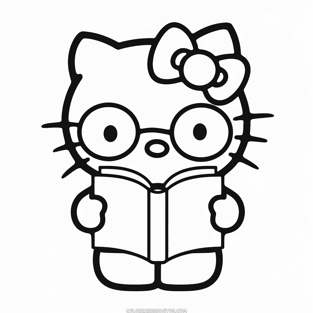 Dibujo de Hello Kitty Nerd para Colorear
