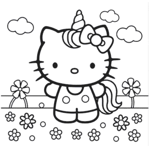 Dibujo de Hello Kitty Unicornio para Colorear