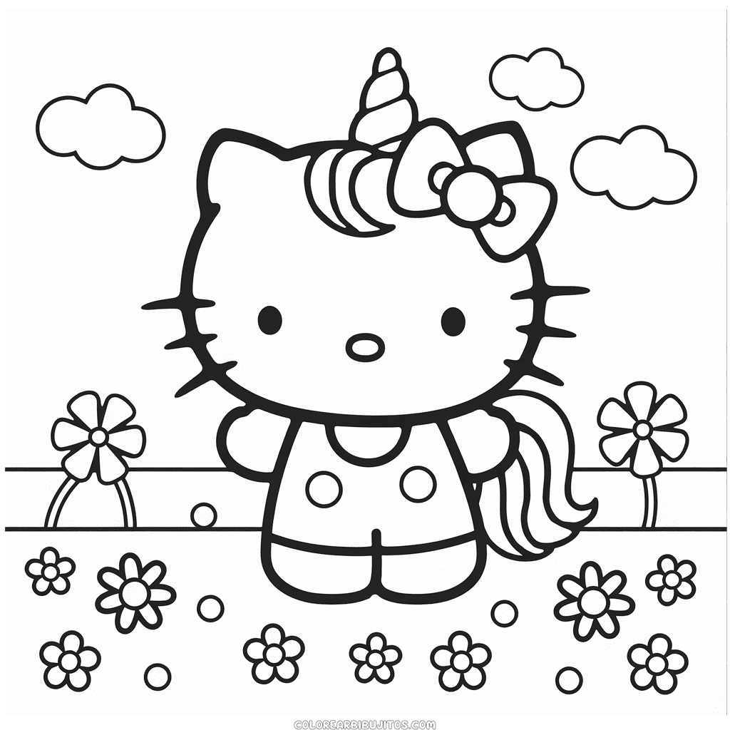Dibujo de Hello Kitty Unicornio para Colorear
