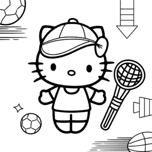 Dibujo de Hello Kitty y Deportes para Colorear