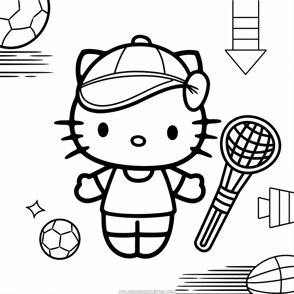 Dibujo de Hello Kitty y Deportes para Colorear