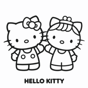Dibujo de Hello Kitty y Mamá para Colorear