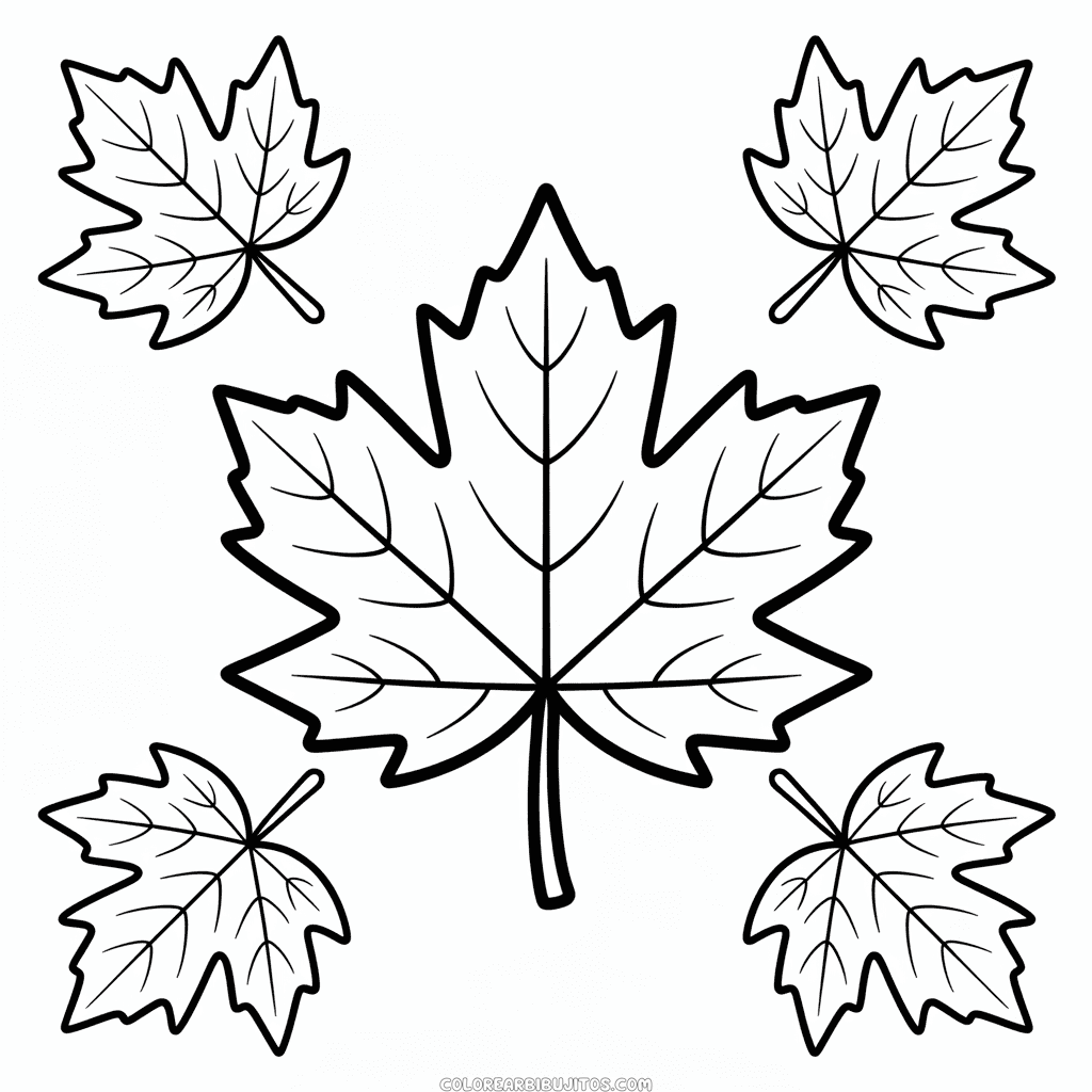 Dibujo de Hojas Imprimibles de Otoño para Colorear