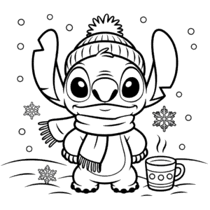 Dibujo de Invierno de Stitch para Colorear
