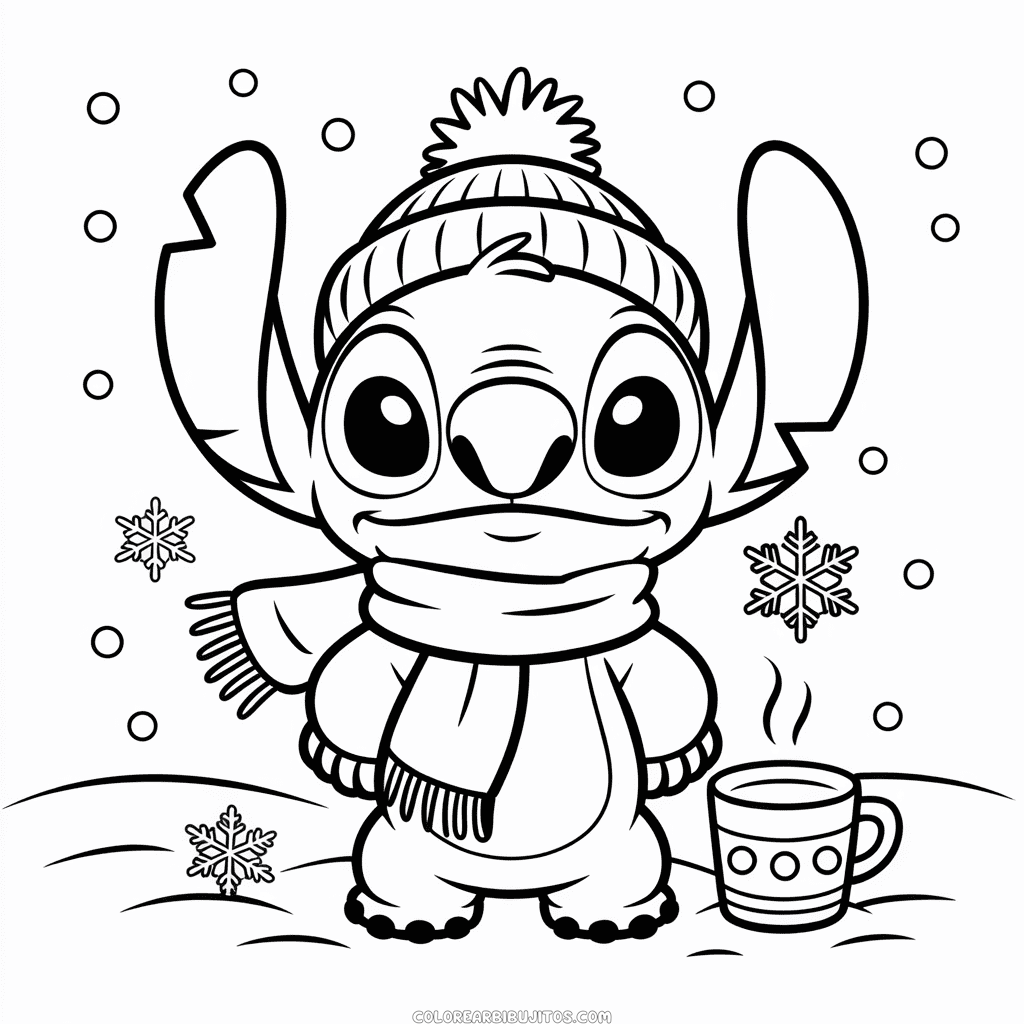 Dibujo de Invierno de Stitch para Colorear