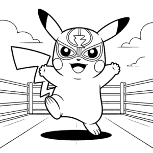 Dibujo de La Lucha Libre de Pikachu para Colorear