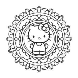 Dibujo de Mandala de Hello Kitty para Colorear