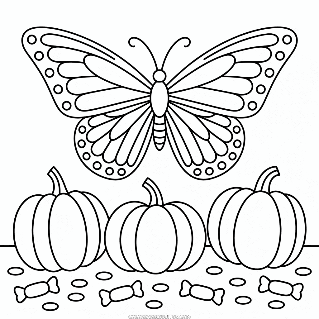 Dibujo de Mariposa de Halloween para Colorear