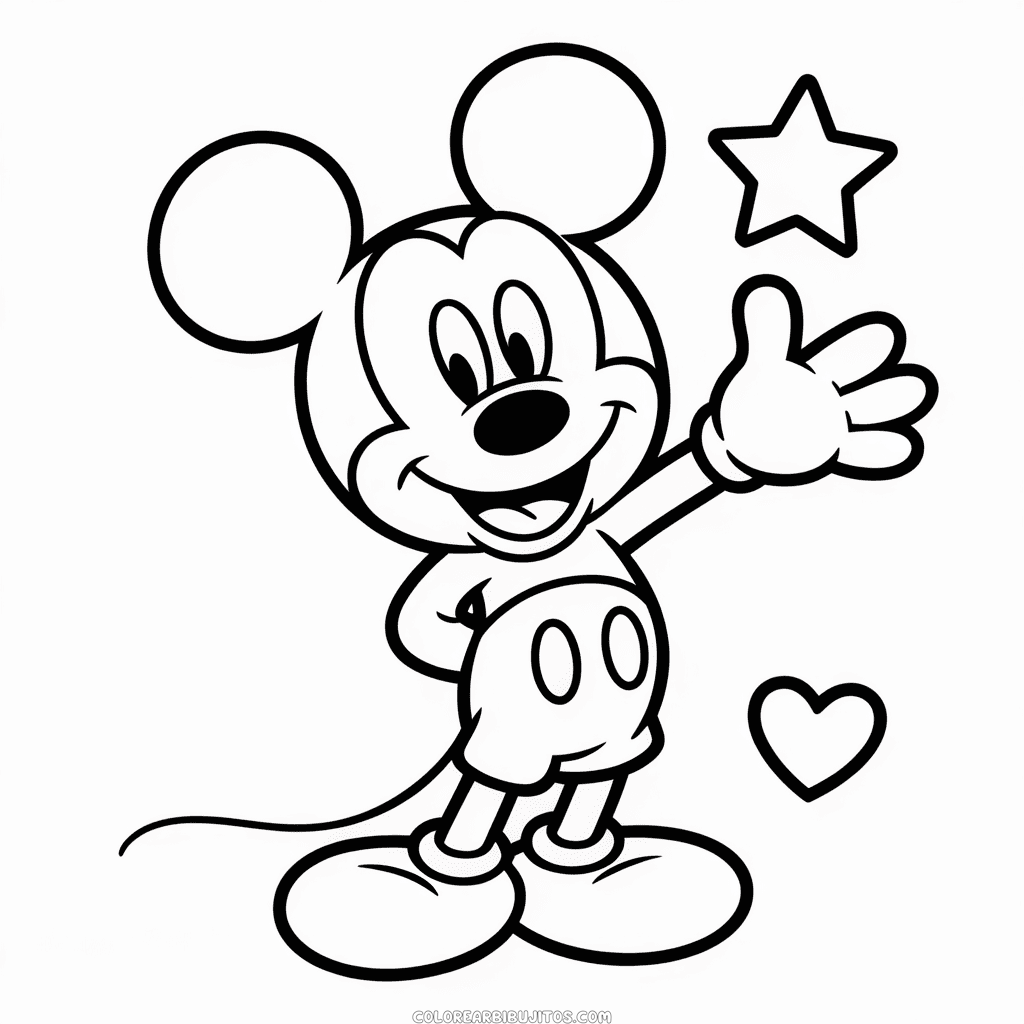 Dibujo de Mickey Mouse Fácil para Colorear