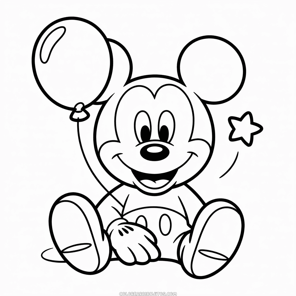 Dibujo de Mickey Mouse Lindo para Colorear