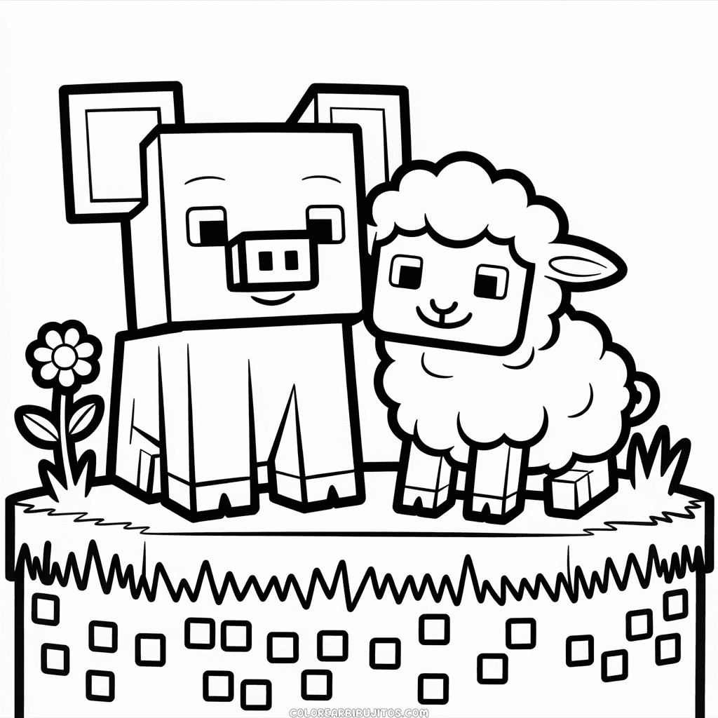 Dibujo de Minecraft Adorable para Colorear