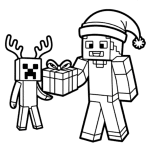Dibujo de Navidad Minecraft para Colorear