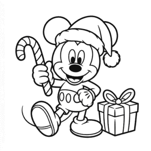 Dibujo de Navidad Tierna de Mickey Mouse para Colorear