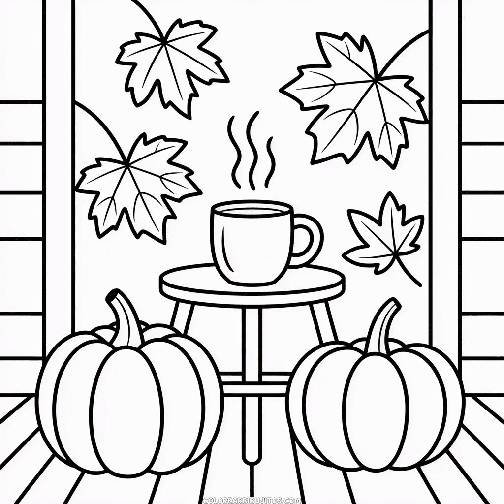 Dibujo de Otoño Adulto para Colorear