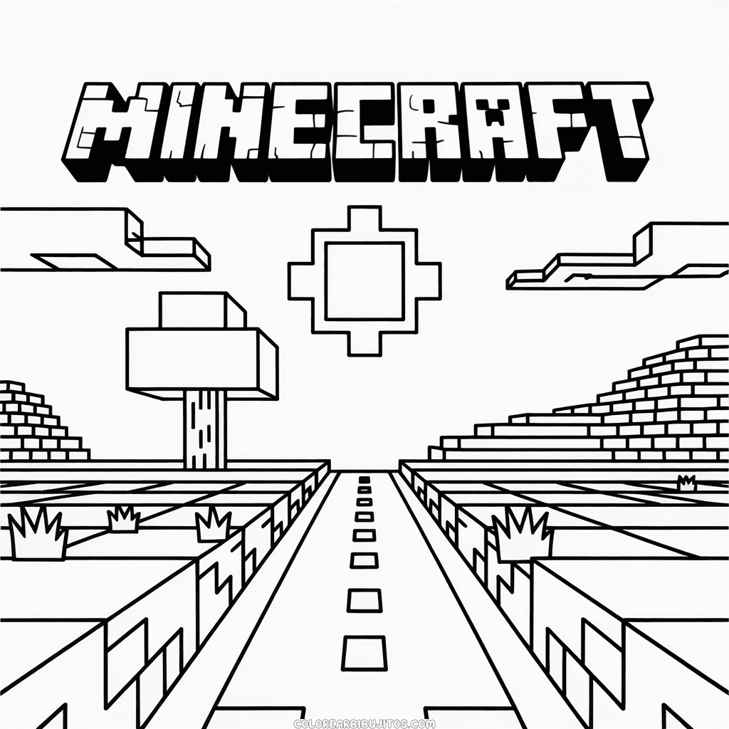 Dibujo de Página Completa Minecraft para Colorear