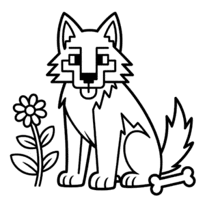 Dibujo de Perro Minecraft para Colorear